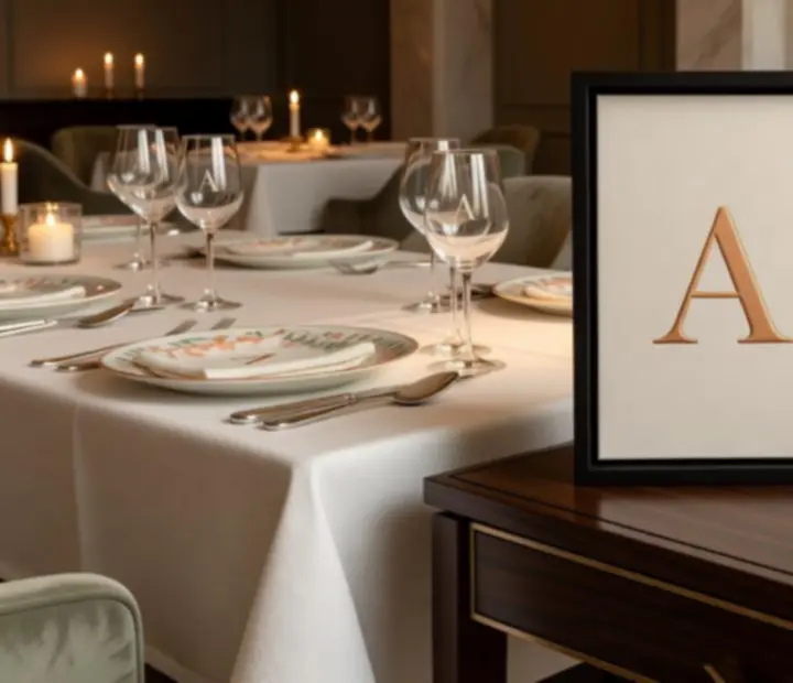 Monogrammal díszített Tablean Dtastee logó részlet a venue enteriőrjében