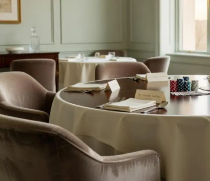 Hangulatos, privát éttermi szoba fine dining terítéssel és puha fényekkel